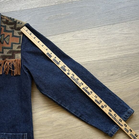 Vintage Roughrider Circle T Jacket Women Large Aztec Tapestry Southwest Fringe - Picture 5 of 12